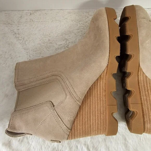 Sorel Joan Uptown Light Tan Chelsea Wedge Boots Suede Bootie 10 - Picture 8 of 12